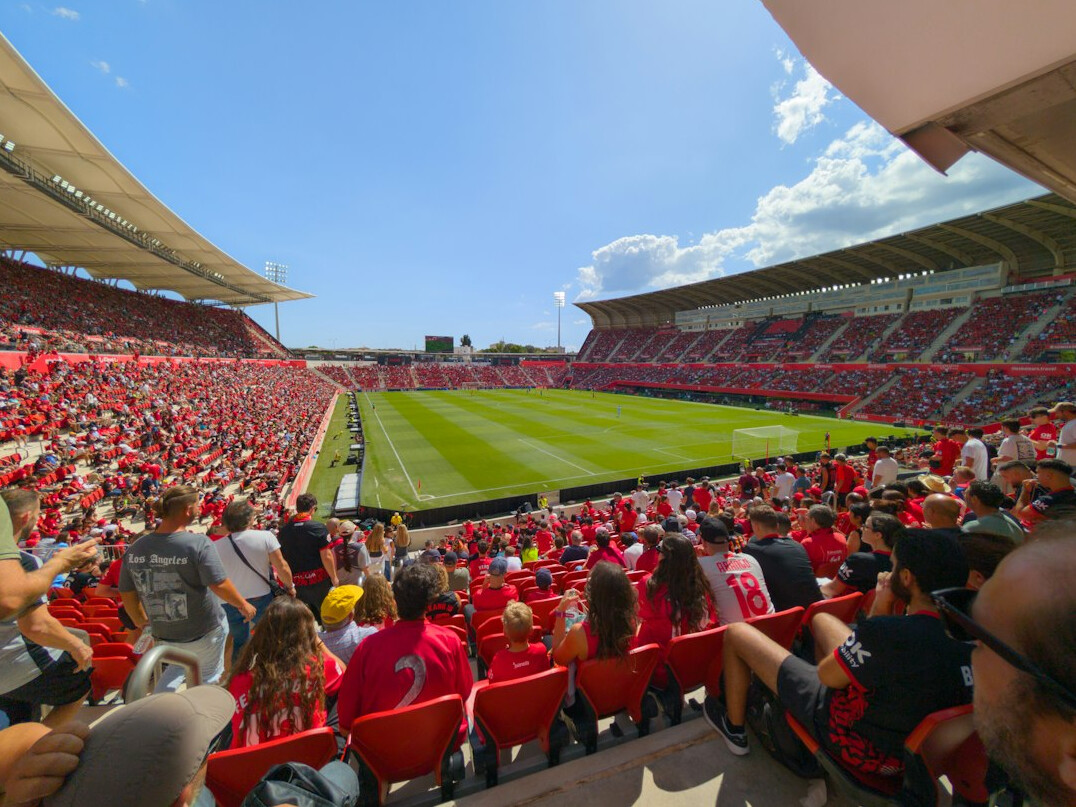 Football stadium filled with spectators during a match